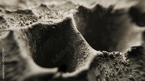 Close-up of intricate textures in a sandy surface, showcasing natural patterns and details