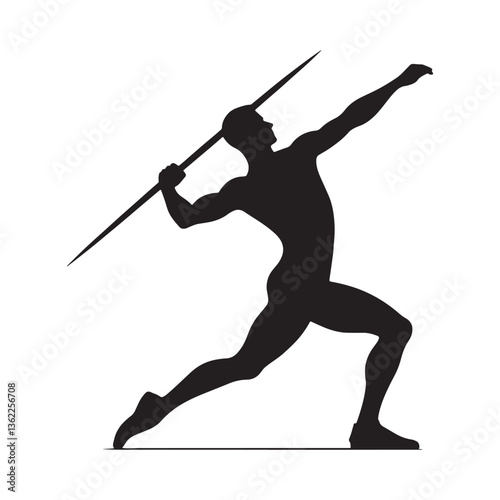 Collegiate Javelin Thrower silhouette, striving for peak performance - Javelin illustration - Minimalist Javelin vector - Future champion


