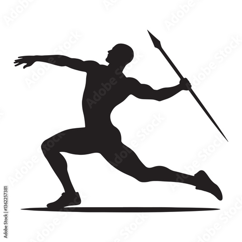 Skilled Javelin Thrower silhouette, focusing on the perfect release - Javelin illustration - Minimalist Javelin vector - Olympic spirit

