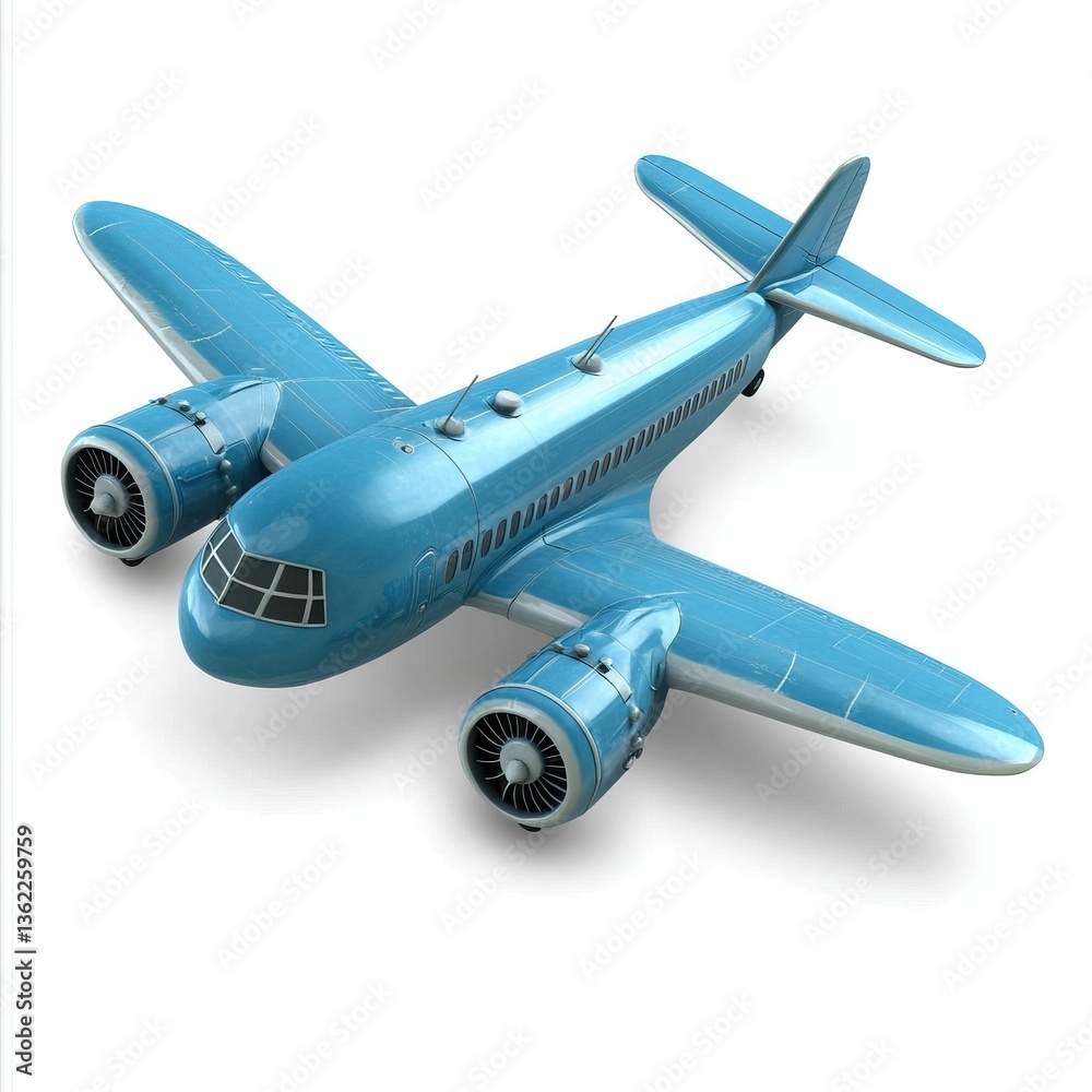Fototapeta premium This is a model of a blue airplane sitting on a white surface