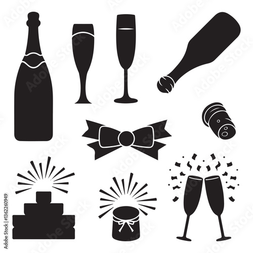 set of wine icons