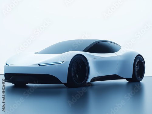 Voiture électrique blanche et bleue au design épuré et futuriste