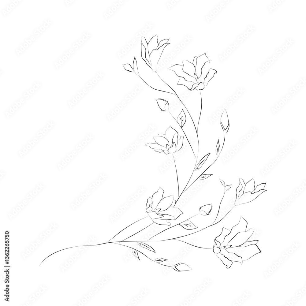 Line Drawing Botanical Wreath. Herbs and florals 13. Vector Illustration. Line Drawing Botanical Wreath. Herbs and florals 13. Vector Illustration.