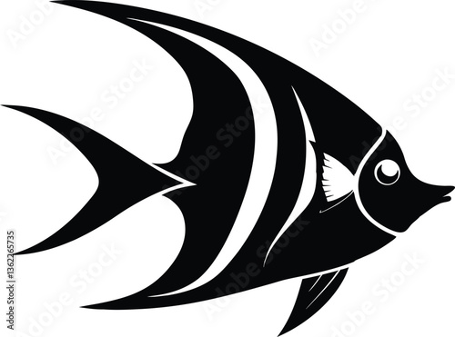 Angelfish black  silhouette  vector,Angelfish clipart