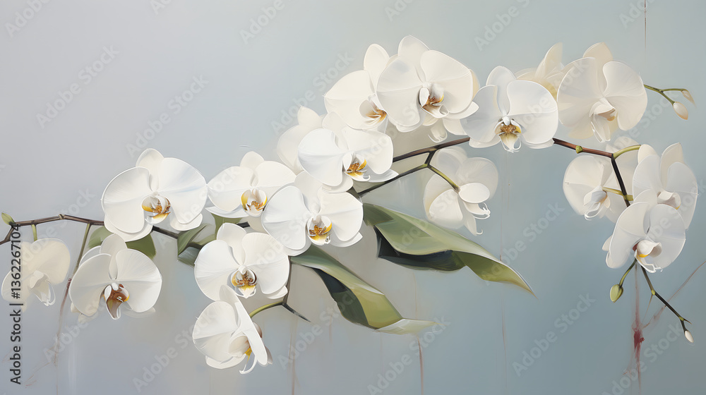 Fototapeta premium Thick brush strokes impressionistic flower orchid background poster decorative painting 