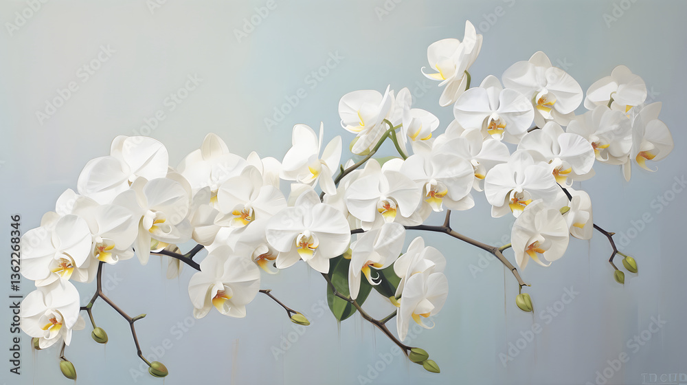 Obraz premium Thick brush strokes impressionistic flower orchid background poster decorative painting 