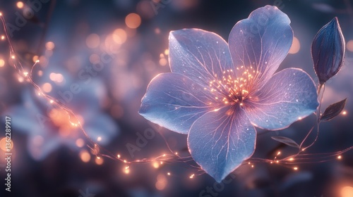 Glowing ethereal flower with lights