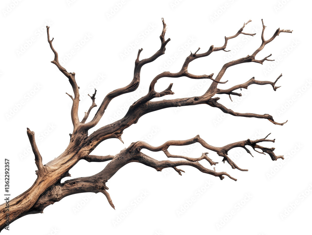 Dried tree branch with intricate twists and turns in natural form on a transparent background, cut out Dried tree branch with intricate twists and turns in natural form on a transparent background, cut out