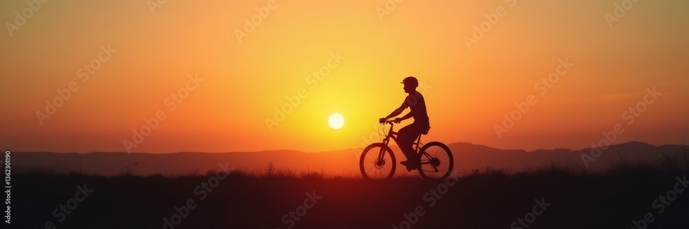 Bicycle at Sunset Horizon with Copy Space World Bicycle Day Background Bicycle at Sunset Horizon with Copy Space World Bicycle Day Background