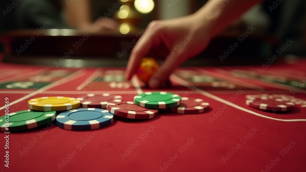 Fototapeta premium Roulette Table With Chips And Ball