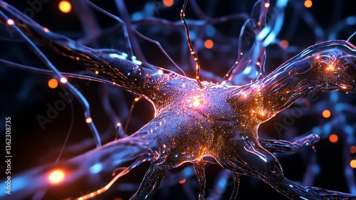 Detailed exploration of neural connections in a bioluminescent environment