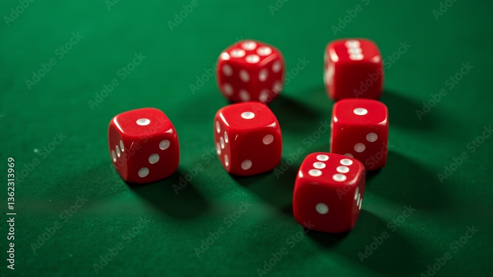 Red Dice On Green Surface Red Dice On Green Surface