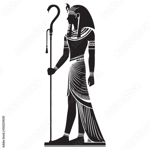 Sovereign Pharaoh silhouette, embodying supreme rule - Pharaoh illustration - Pharaoh vector - Egyptian ruler silhouette - Egyptian silhouette

