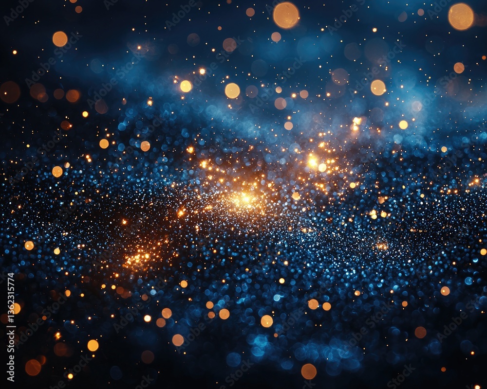 Obraz premium Cosmic scene with shimmering stars and glowing particles in deep space