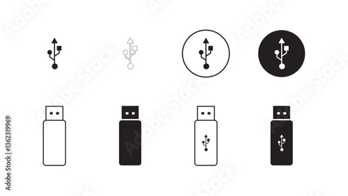 Usb icon set illustration. Flash disk icon set illustration.