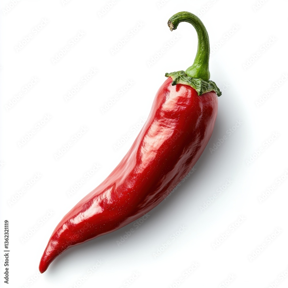A vibrant red chili pepper with a glossy surface A vibrant red chili pepper with a glossy surface