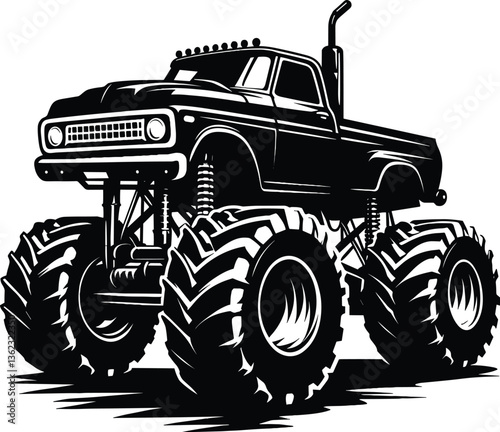 Truck Silhouette, Off-Road Vehicle Icon, Black Vector Logo