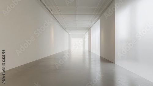 Minimalist Art Gallery Interior with White Walls and Bright Natural Light