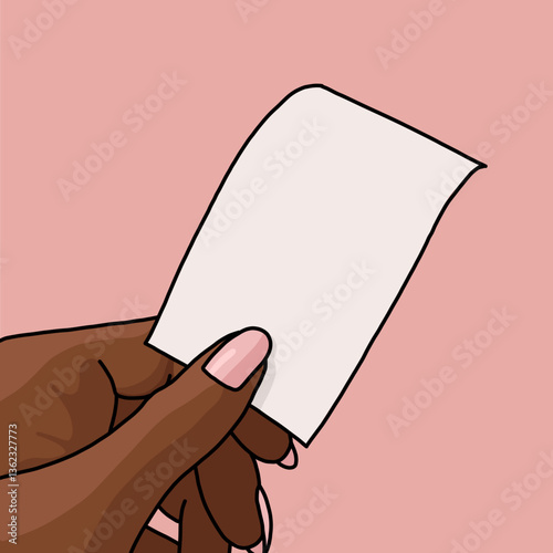 Hand Holding Blank Paper Illustration