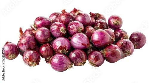 Set of Delicious Red Onions, Isolated White Background