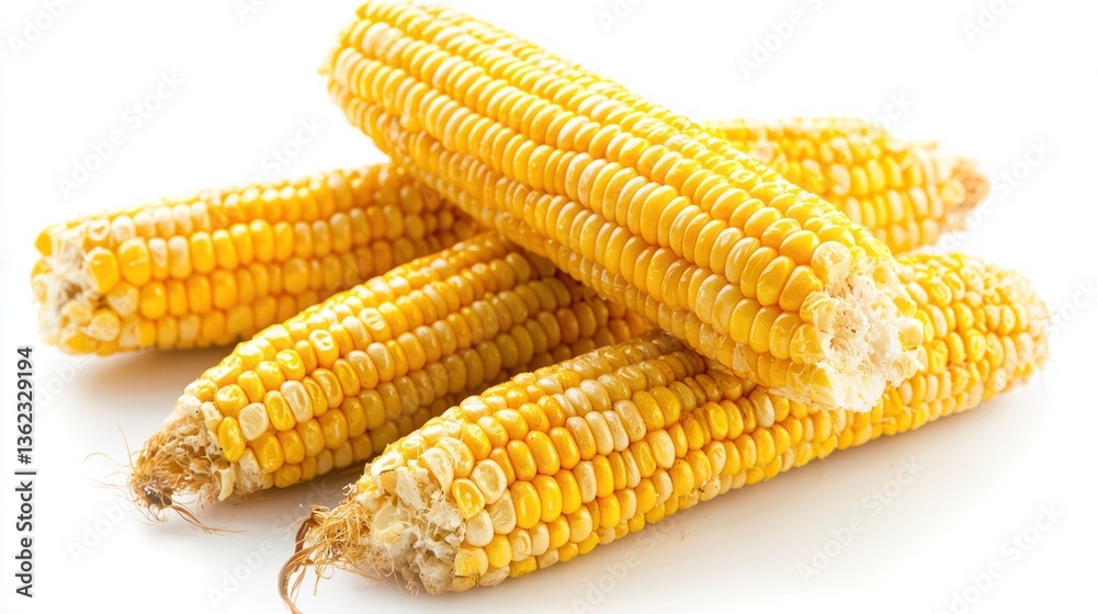 Delicious Corn Sticks Arranged Neatly, Isolated White Background Delicious Corn Sticks Arranged Neatly, Isolated White Background