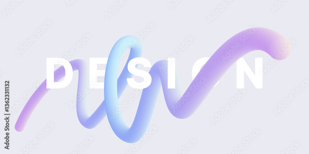 Wavy 3d ribbon. Colored wavy gradient line for background, poster or cover. Vector illustration design.