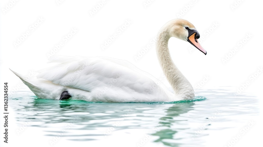 Fototapeta premium White swan on water