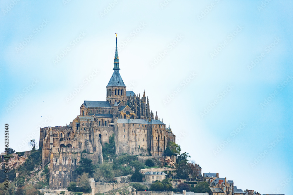 Majestic medieval abbey Mont Saint Michel in Normandy, France