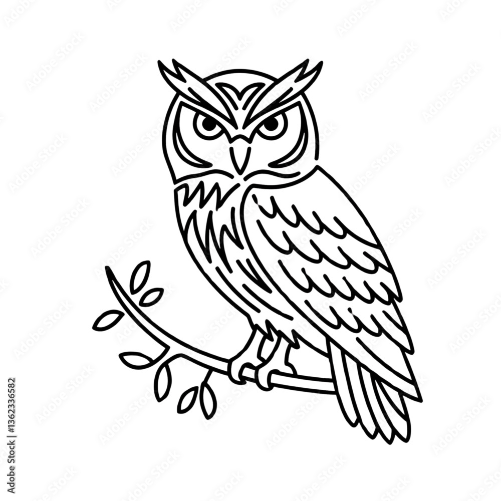 Owl Outline Vector | Wise Bird Line Art Illustration Owl Outline Vector | Wise Bird Line Art Illustration