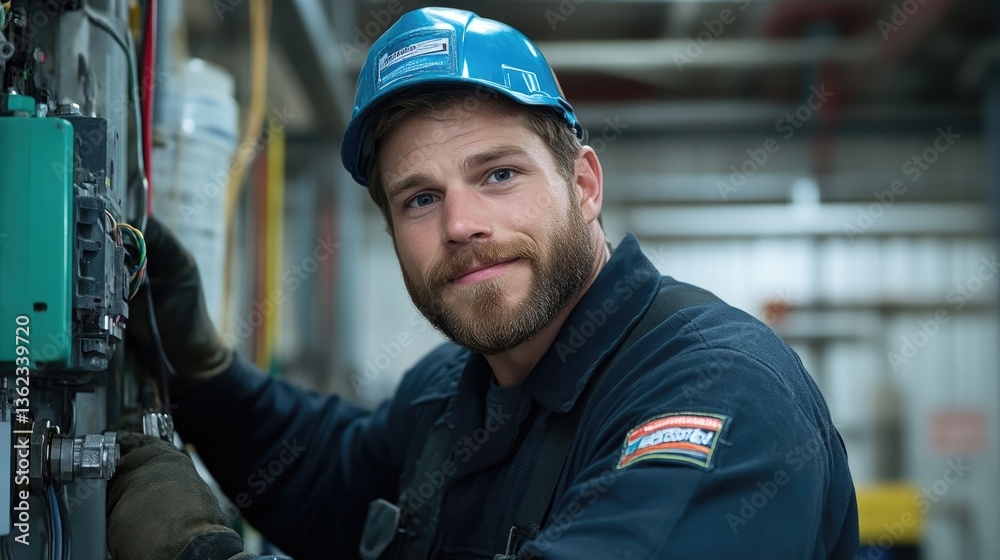 Fototapeta premium Focused worker in industrial setting (1)