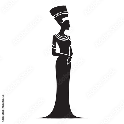 Architect Nefertiti silhouette, shaping the future of a dynasty - Nefertiti illustration - Nefertiti minimalist vector - Egyptian Queen silhouette - Egyptian silhouette


