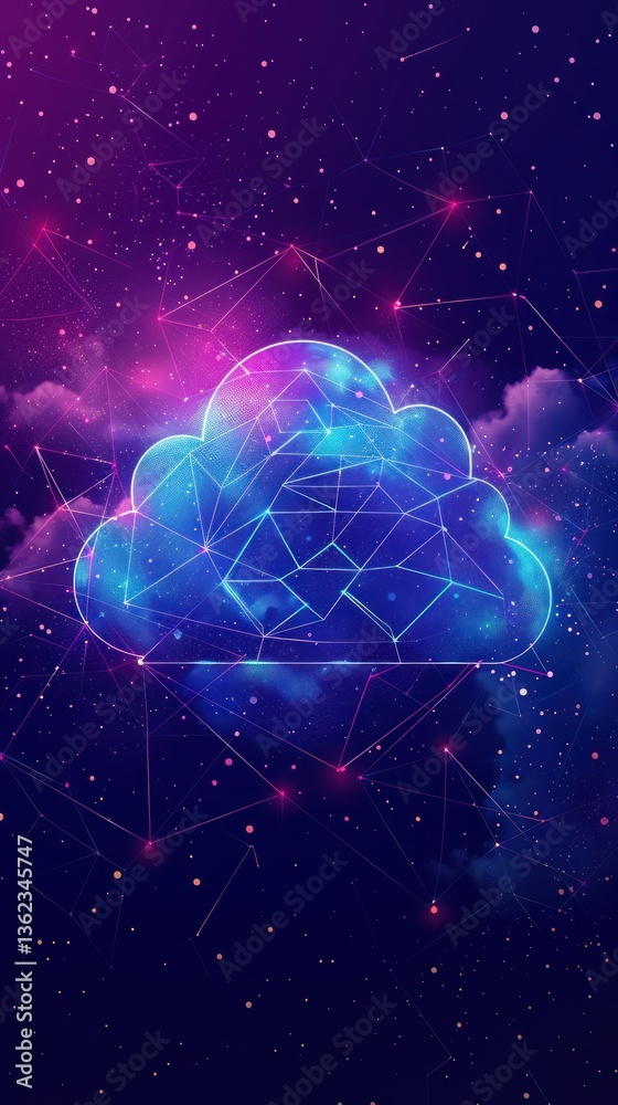 Futuristic cloud computing graphic in space Futuristic cloud computing graphic in space
