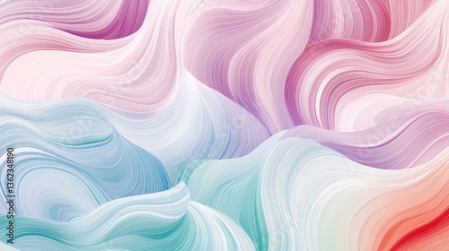 Abstract fluid art background featuring a mix of pastel colors, including pinks, purples, blues, and greens, with swirling, wavy lines creating a dynamic and flowing design