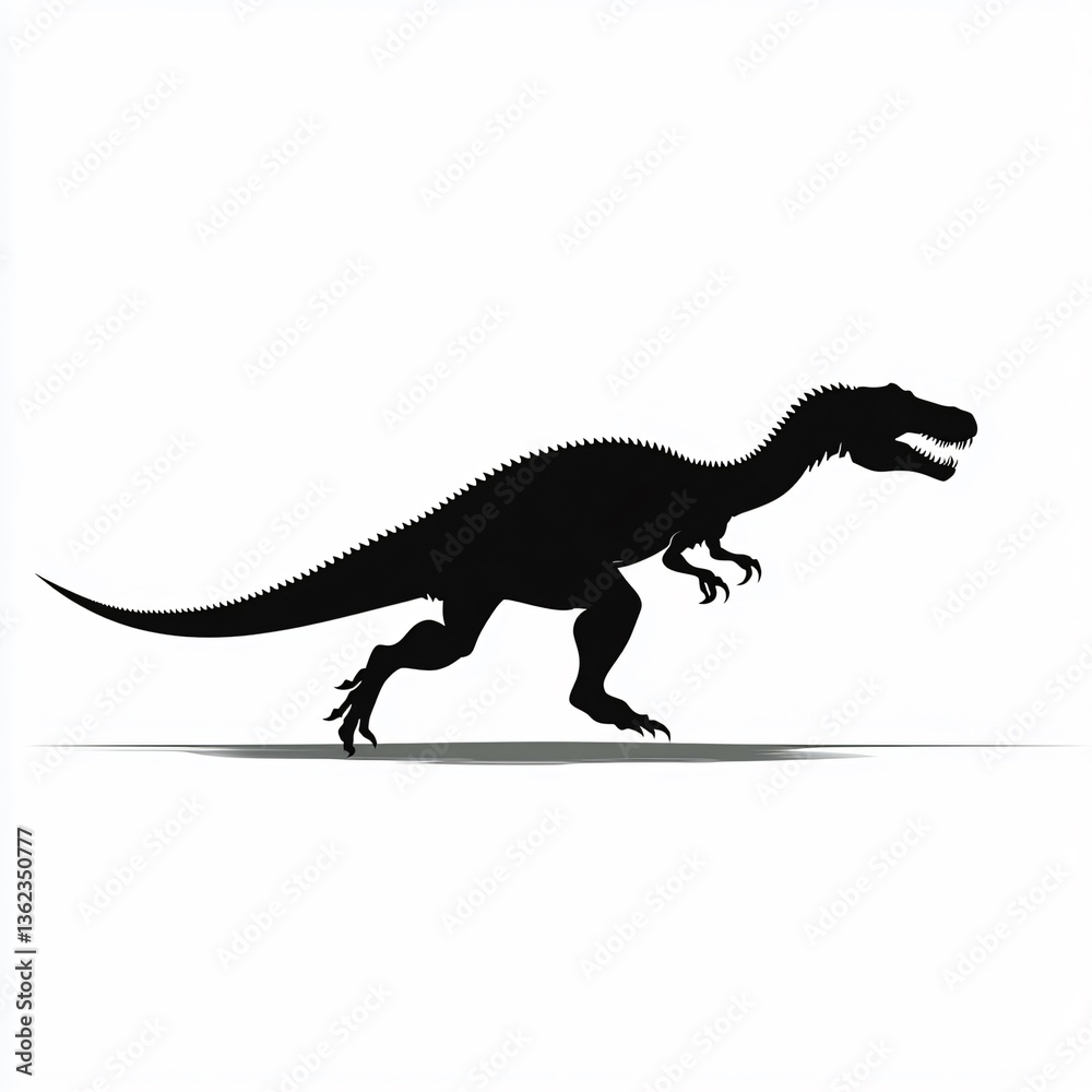 Obraz premium Sleek and Streamlined Alosaurus Silhouette Running with Motion Effect