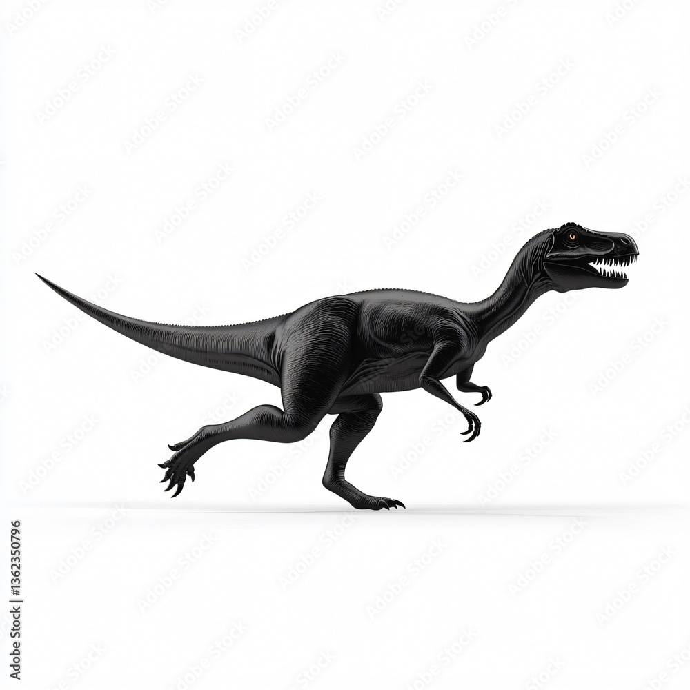 Fototapeta premium Alosaurus Running in Side View with Naturalistic Lighting