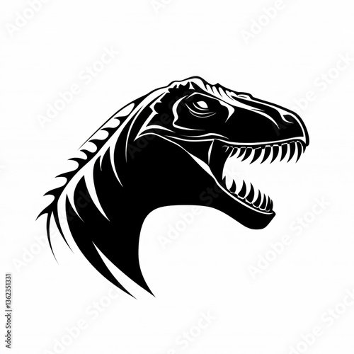 Minimalist Alosaurus Head Silhouette with Angular Features and Fierce Expression photo