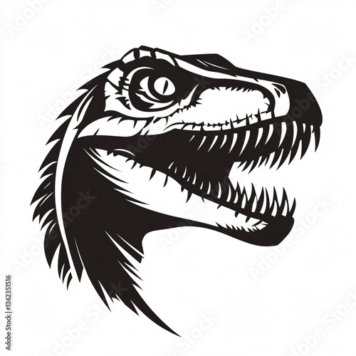 Detailed Velociraptor Head with Sharp Teeth and Intense Expression