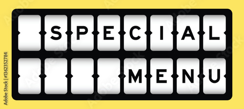 Black color in word special menu on slot banner with yellow color background