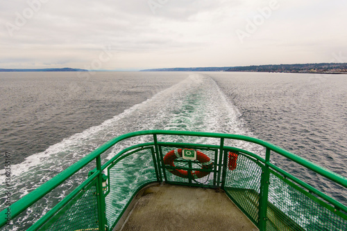Ferry wake view from the upper deck of a Puget Sound ferry, Edmonds photo