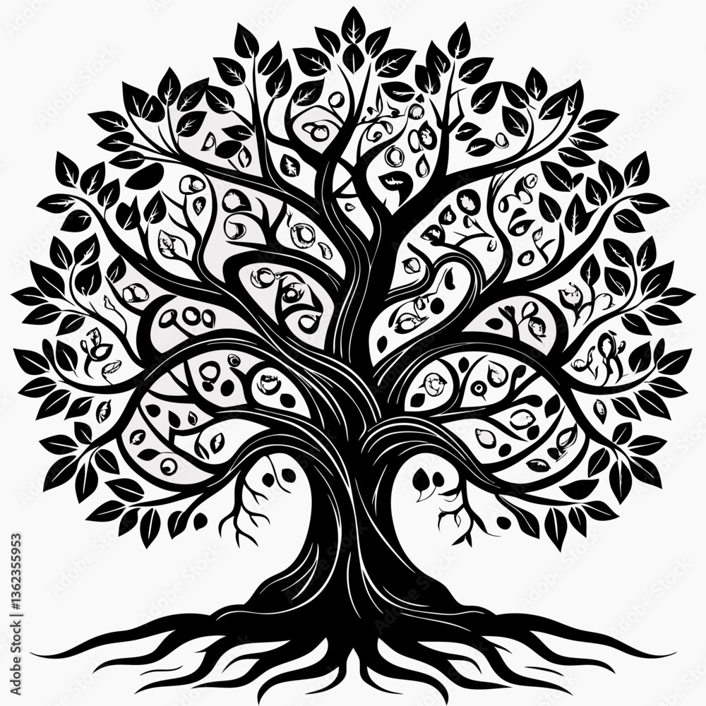 Obraz premium black and white floral ornament