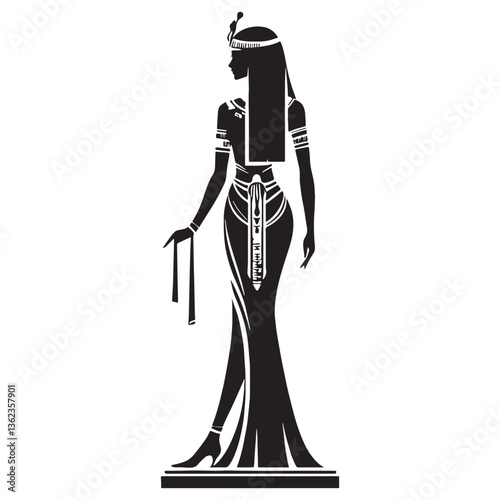 Hallowed Cleopatra silhouette, worshipped through time - Cleopatra illustration - Cleopatra vector - Egyptian queen silhouette - Egyptian silhouette

