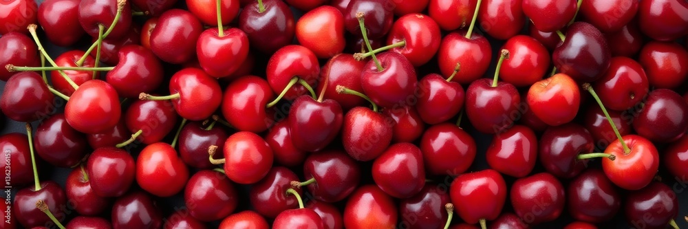 Fresh Assorted Cherries, Top View, Healthy Fruit Background Fresh Assorted Cherries, Top View, Healthy Fruit Background