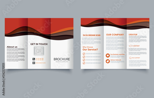 Autumn Themed Trifold Brochure Template with Warm Tones and Elegant Waves