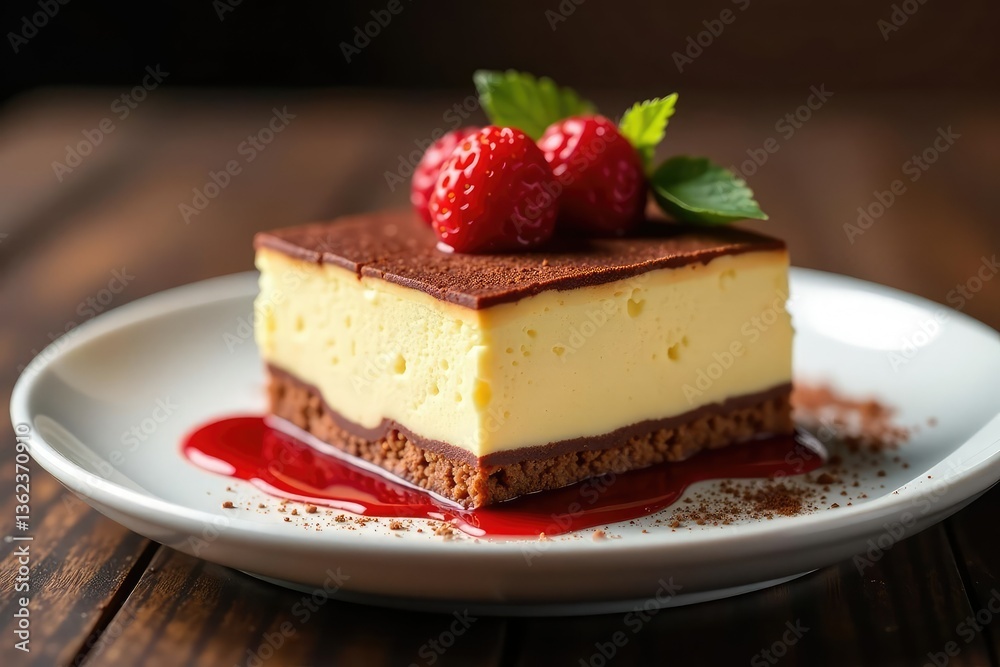 Individual serving of tiramisu, showing texture and rich color , cream, food, sweet Individual serving of tiramisu, showing texture and rich color , cream, food, sweet