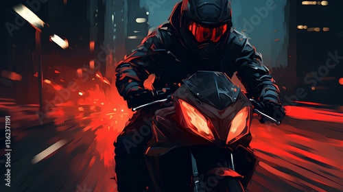 Midnight Speed – Dark City Biker Illustration