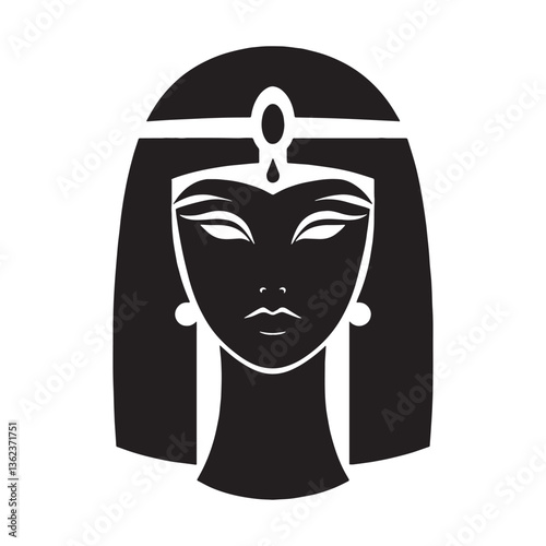 Imperial Cleopatra face silhouette, radiating supreme authority - Cleopatra illustration - Cleopatra vector - Egyptian queen silhouette - Egyptian silhouette

