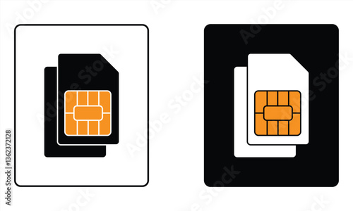 dual sim card icon. Mobile phone slot icon. Mobile phone sim card chip. vector illustration