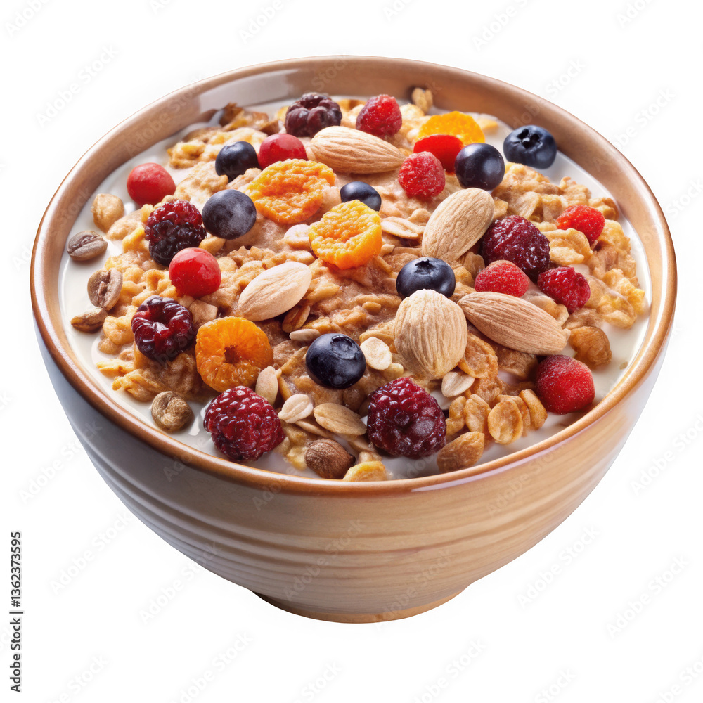 A delicious bowl of yogurt topped with granola, fresh berries, and nuts, showcasing a healthy and colorful breakfast option. A delicious bowl of yogurt topped with granola, fresh berries, and nuts, showcasing a healthy and colorful breakfast option.