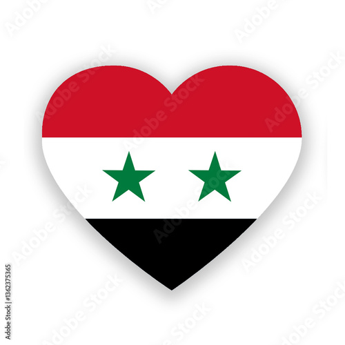 Free Download Syria national flag in heart shape isolated on white. Illustration - GFXLoad