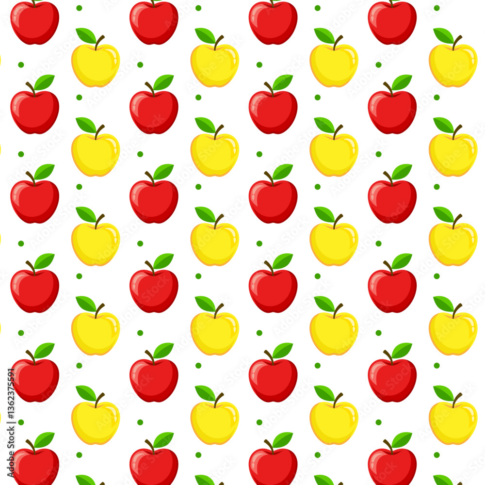 Obraz premium Vector seamless pattern with red and yellow apples